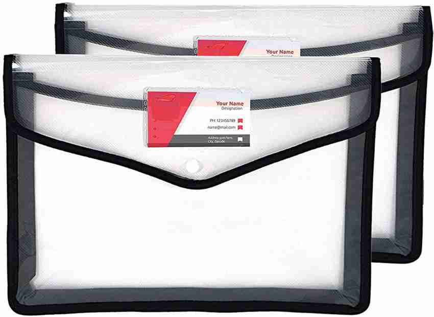 KATARIA Plastic A4 Document File Bag, Transparent Envelope Holder