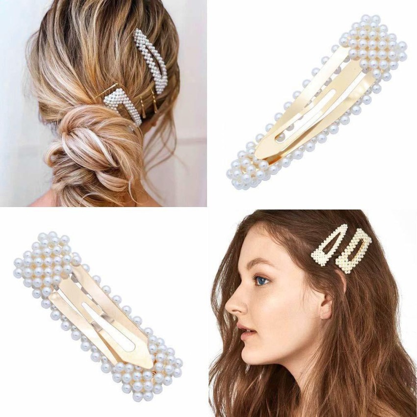 New Genesis Online 12 Pcs Pearl Hair Clips Large Hair Clips Pins Barrette Ties Hair for Women Girls Elegant Handmade Fashion Hair Accessories Pearl Hair Clips for Party