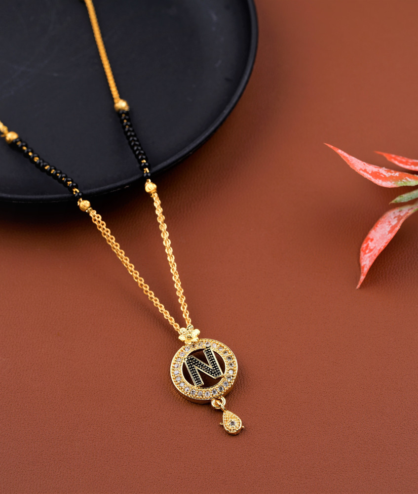 SATJEWEL Excellent Finished N Letter Diamond Mangalsutra For