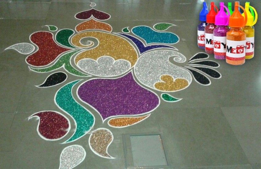Glitter Rangoli Powder 80 Gram Pack Of 10 Multicolor Floor Diwali  Decoration