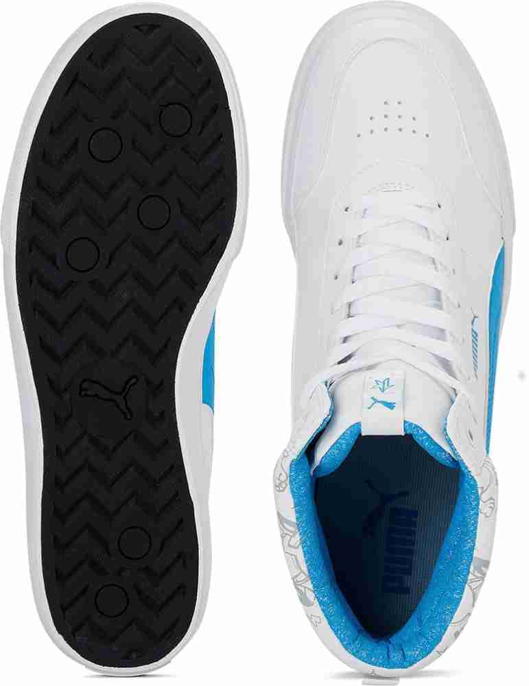 puma white blue shoes