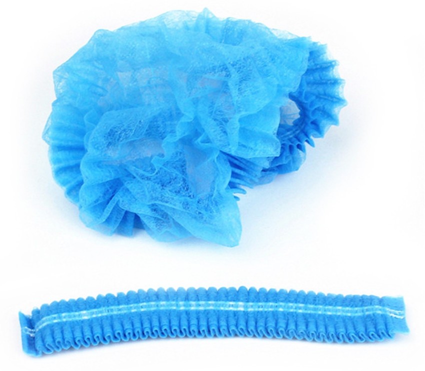 C-Cure Disposable Stretchable Caps Blue Non Woven Bouffant Caps