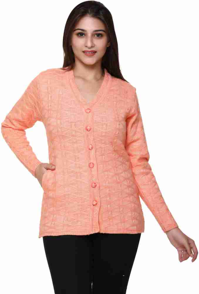 PIPASA WOMEN Woven V Neck Casual Women Pink Sweater - Buy PIPASA