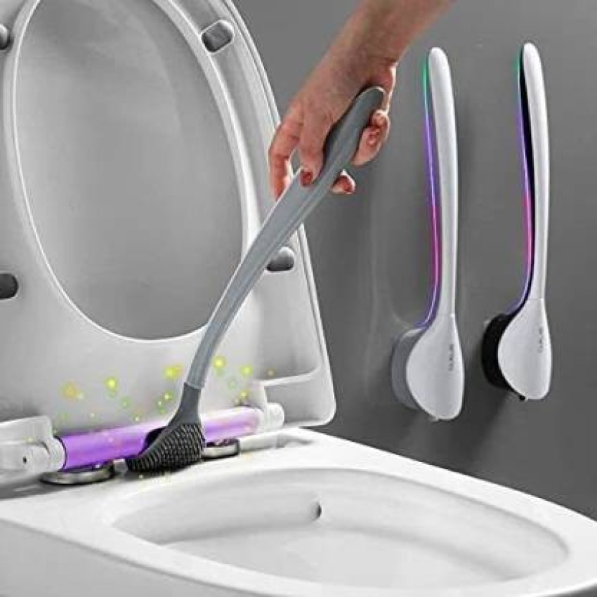 NEW 2022 Silicone Brush Head Quick Drying Long-Handled Toilet Brush Corner  Cleaning Brush Wall-Mounted Cleaning Tool for Bathroom Toilet