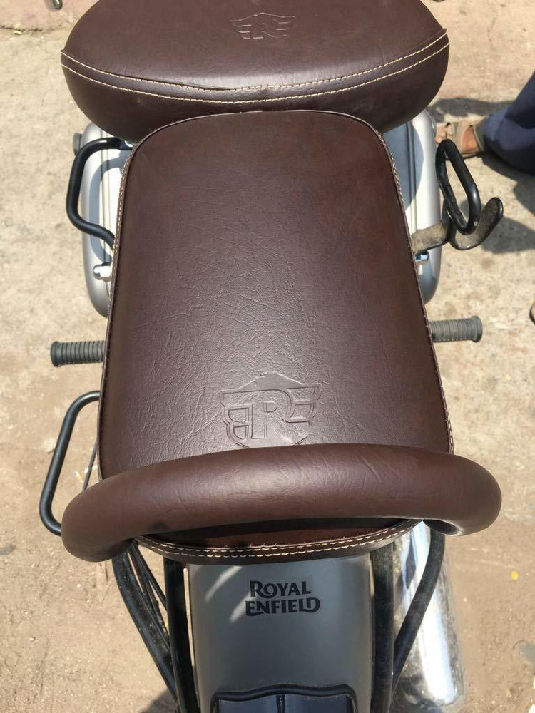 AHLMOTOR Seat Cover Gunmetal Coffee with Back Rest Brown Combo for Royal Enfield Classic 350 500 Classic Chrome Split Bike Seat Cover For Royal Enfield Classic Classic 350 Classic Chrome Classic 500