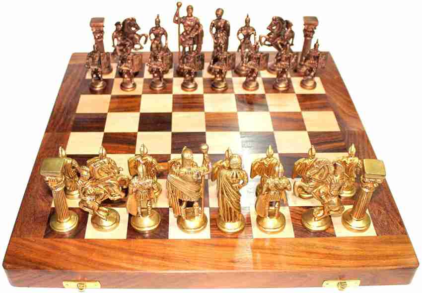 Collectible Large 100% Brass Vintage Chess board game set for adults 14X14  inch