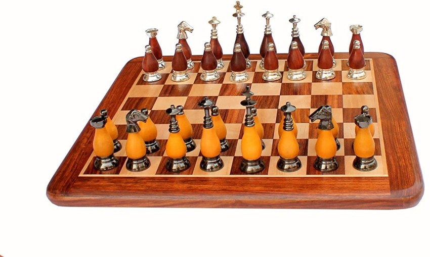 Stonkraft Collectible Folding Wooden Chess Game Board Set with Magnetic  Crafted Pieces, 7 X 7