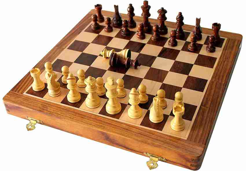 StonKraft Handmade Premium Wood 41 x 41 cm Chess Set - Set magnétique  Pliable en Bois avec Rangement