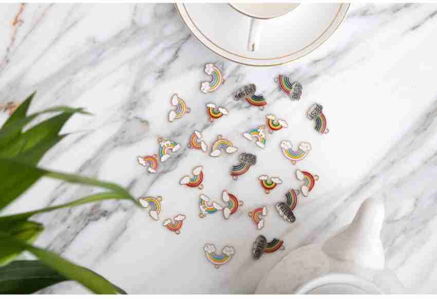 12 Pcs Alloy Rainbow Charms for Bracelet Metal Rainbow Charms for