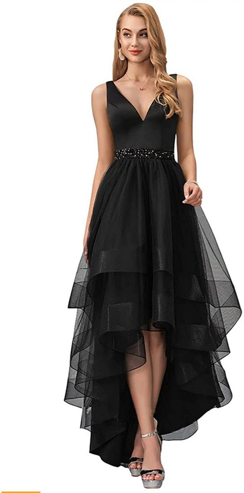 Black high low gown clearance