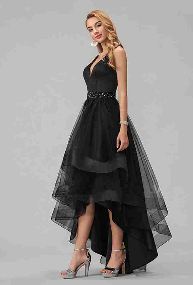 High low clearance black gown