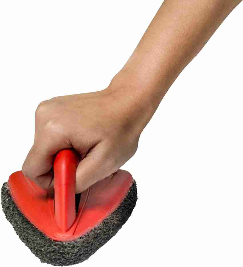 Bathroom Brush with abrasive scrubber for superior tile cleaning (Green)