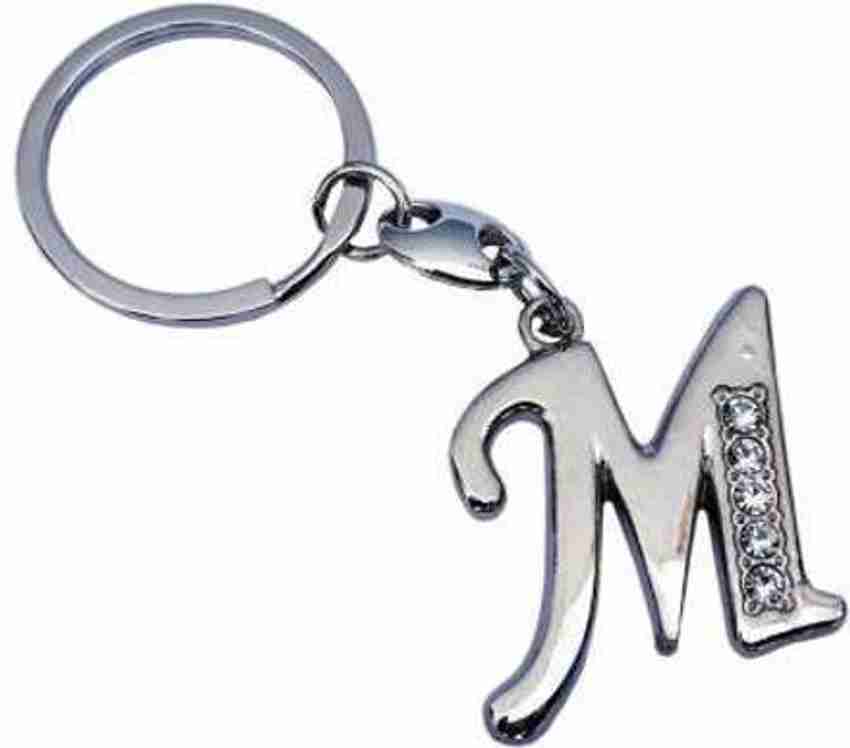 WHITE POPCORN M Alphabet Keychain Metal M Letter M Word Logo Key