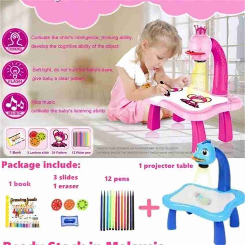 Drawing Projector Table for Children,Trace and Draw Projector Toy with  Light & Music,Learning Art Smart Projector Sketcher Board Set for Boys  Girls