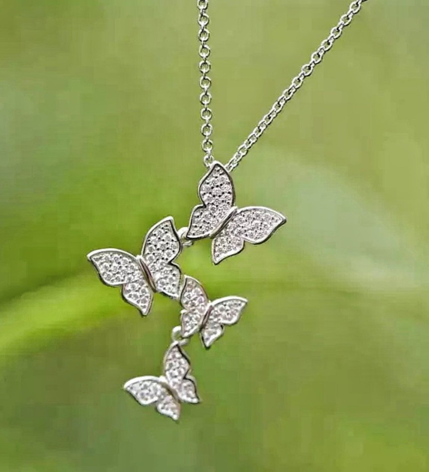 Platinum butterfly necklace deals