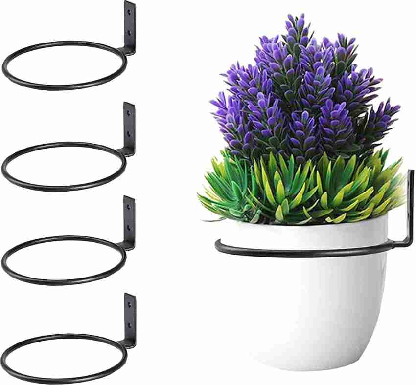 Willstar 6 inch Flower Pot Holder Ring Wall Mounted Metal Planter Hooks Hangers Wall Bracket, Black