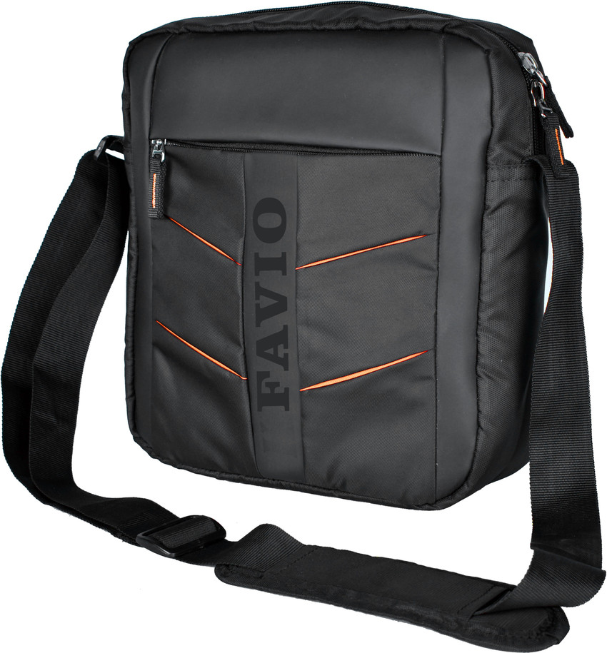 FAVIO Black Orange Sling Bag Black Men Sling Bag Regular Size