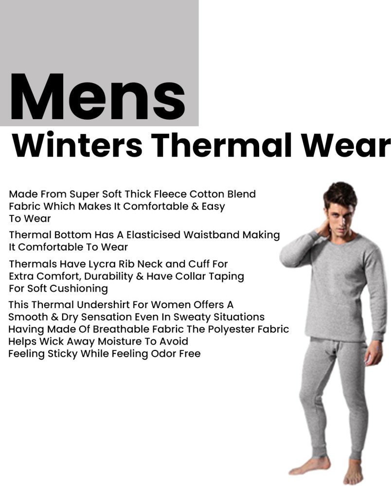 CROTUS Men Winters Woolen Thermal Wear Upper Lower Inner Set