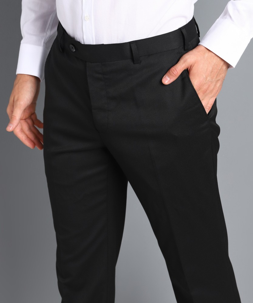 Buy Men Black Slim Fit Self Design Formal Trousers online  Looksgudin