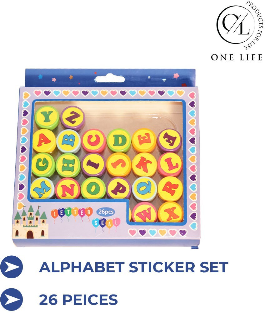 Alphabet Stamp Set For Kids. 26 Pcs Rubber Ink Washable Stampers Seal For  Kids