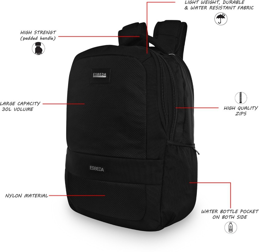 ESBEDA Waterproof Lightweight 30 L Laptop Backpack Black Price