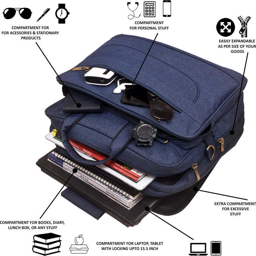 Flipkart Raaha Blue Color Linen 28L Big Size Office Laptop Bag For Men BG24 Waterproof Messenger Bag Messenger Bag