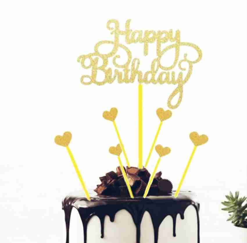 Black Glitter Happy Birthday Cake Topper, Packaging Type: Packet