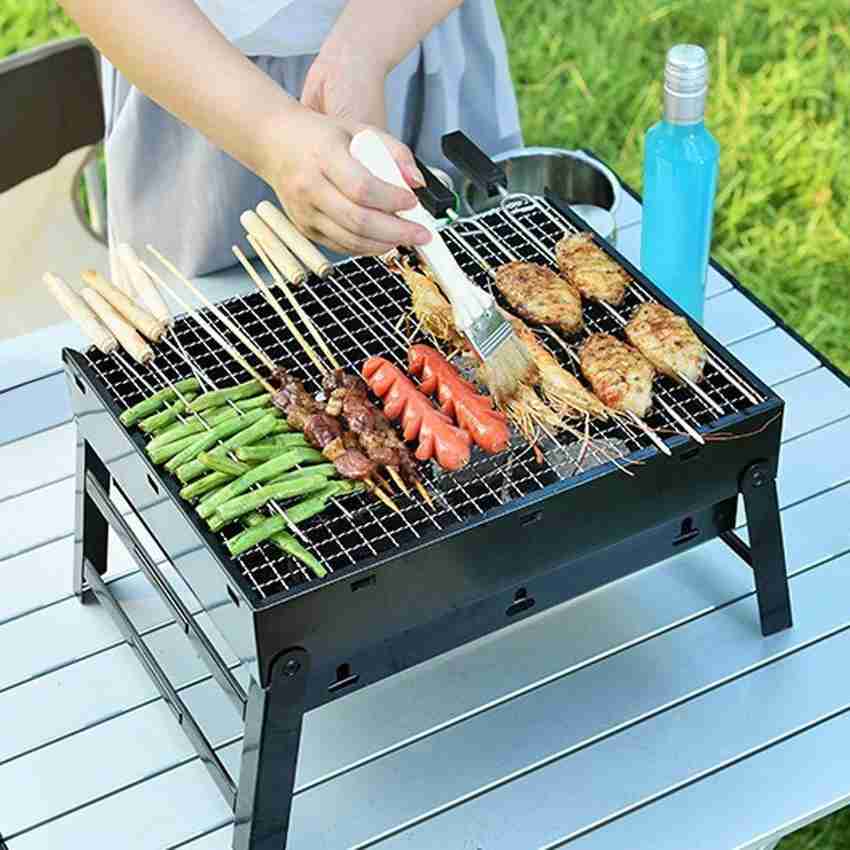 LAVNIK Table Top Barbeque Charcoal With 6 Skewers for Indoor And