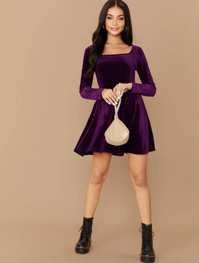 gd fashion world Women Fit and Flare Purple Dress Buy gd fashion