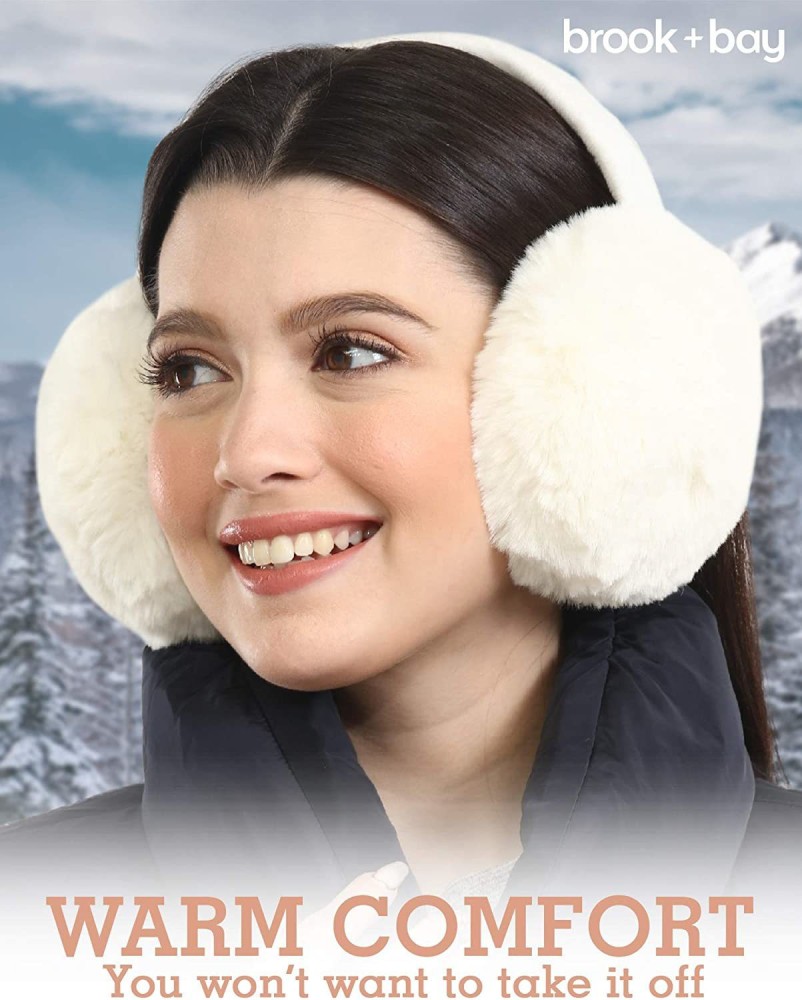 Happy date Foldable Winter Ear Muffs Faux Plush Warm Earmuffs Cute Foldable  Outdoor Ear Warmers For Women Girls