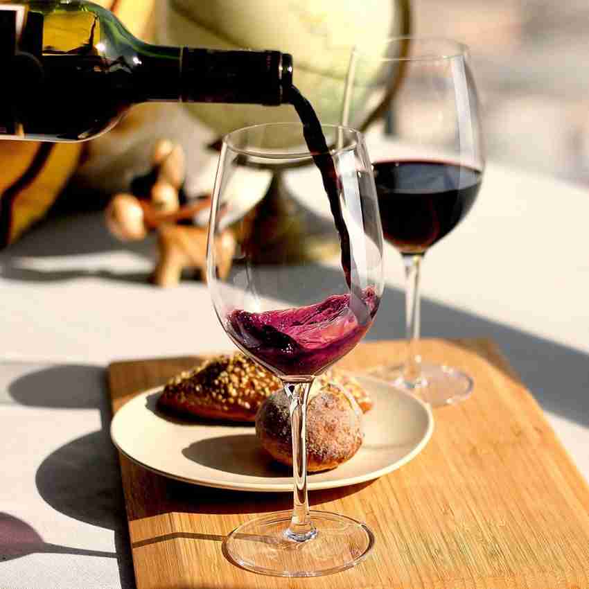 Red and top white wine glass