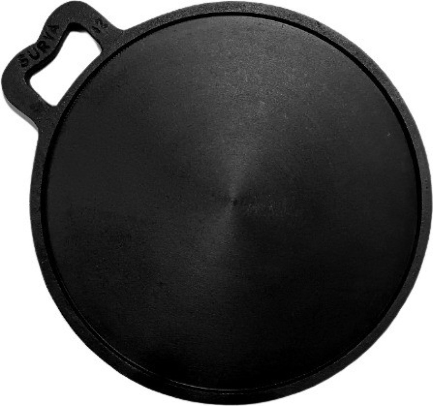 Highkind Pre-Seasoned Cast Iron Dosa Tawa with Premium Extra Coating (12  inches) Perfect for Cooking on Gas, Induction and Electric Cooktops,Black