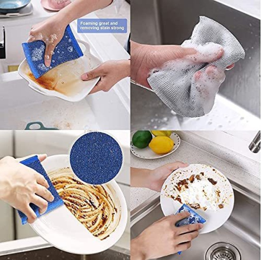 6 Pack Steel Scrub Sponge Dish Wash Sponge Multi-Use Heavy Duty Scrub for  Dishwashing Long Lasting Kitchen Sponge for Hard Surface Tools