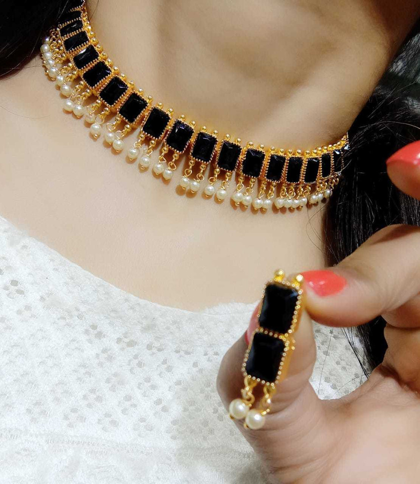 UC Fashion Jewellery Brass Gold plated Black Jewellery Set Price