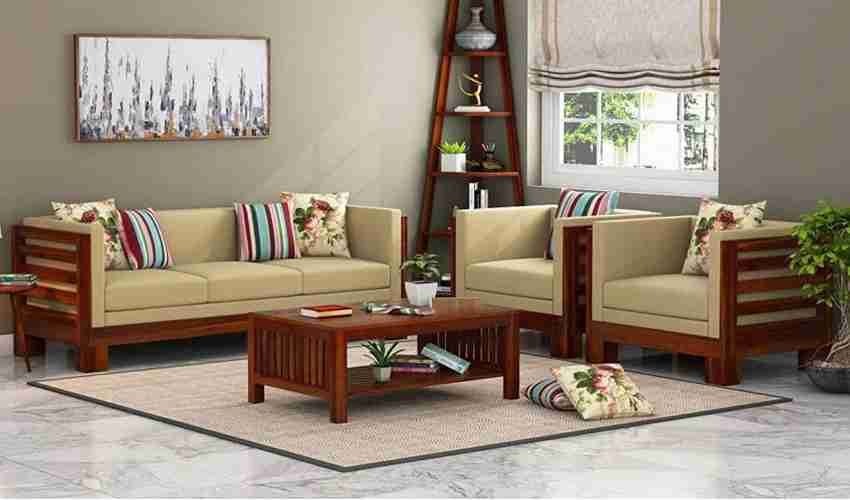 Balaji Furniture Sheesham Wood 5 Seater Sofa Set For Living Room 3 1 Lounge Office Fabric In India