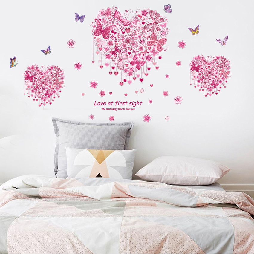 Flipkart SmartBuy 150 cm Wall Stickers Three Butterfly Pink Heart