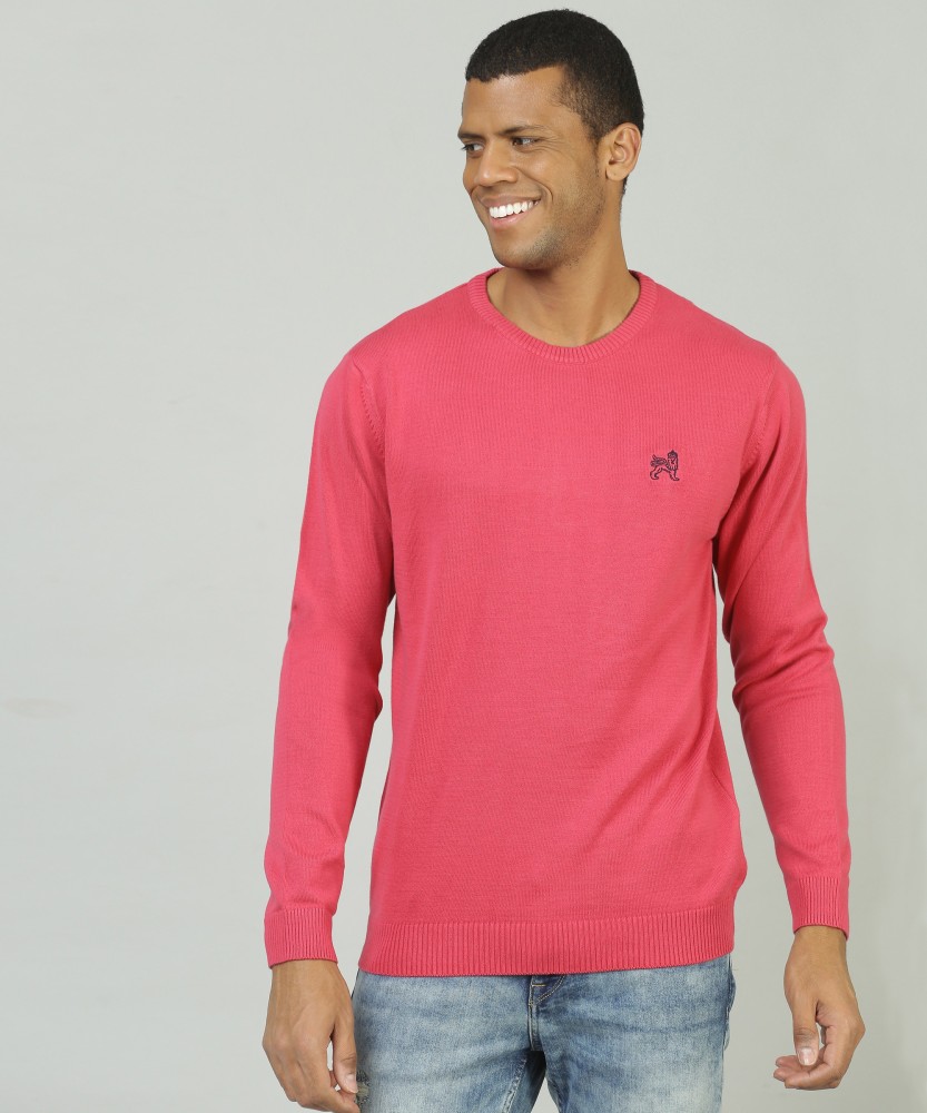 Mens pink clearance v neck jumper