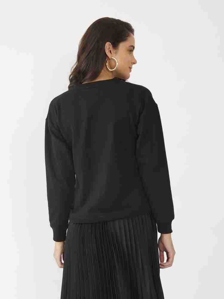 Black Solid Cropped Sweatshirt For Women – Zink London