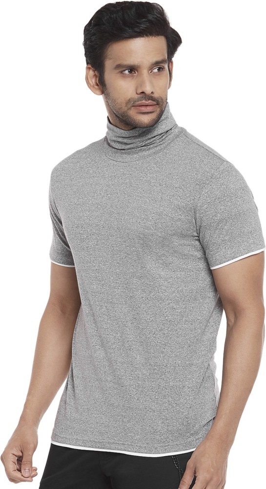 PEOPLE Solid Men Turtle Neck Grey T-Shirt - Buy PEOPLE Solid Men Turtle Neck  Grey T-Shirt Online at Best Prices in India