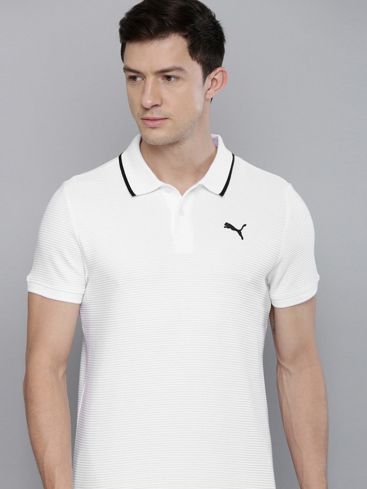 PUMA Striped Men Polo White T-Shirt - Buy PUMA Striped Men T-Shirt Online at Best Prices in India | Flipkart.com