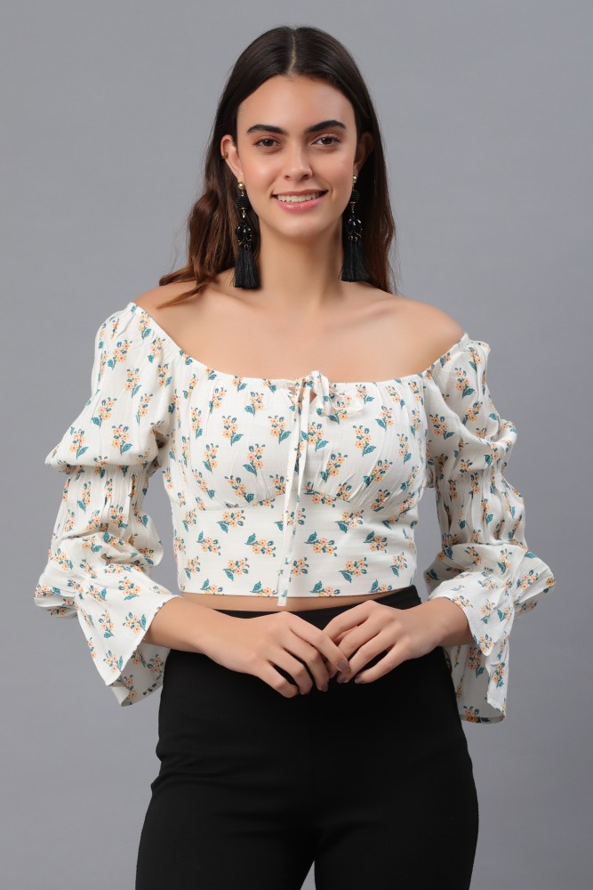 PRETTY LOVING THING Casual Printed Women White Top