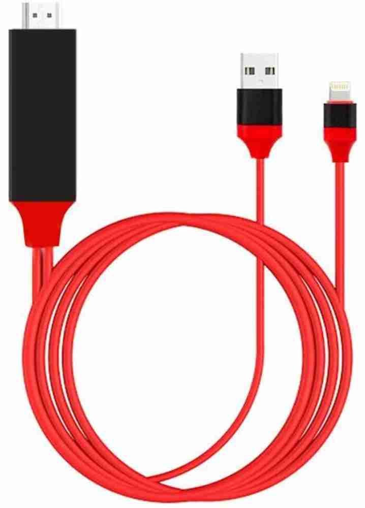 Ancestors TV out Cable HDTV Cable to HDMI HD TV for Video Adapter Compatible for iPhone 8 7 Plus IPad Air Mini Pro iPod Touch 5th 6th Red