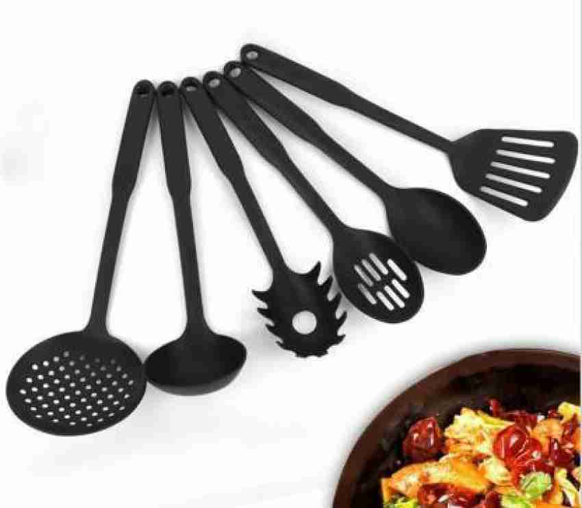 6pcs Kitchen Cooking Utensils Set, One-piece Plastic Nylon Cookware,  Non-stick Pan Spatula Spoon Set