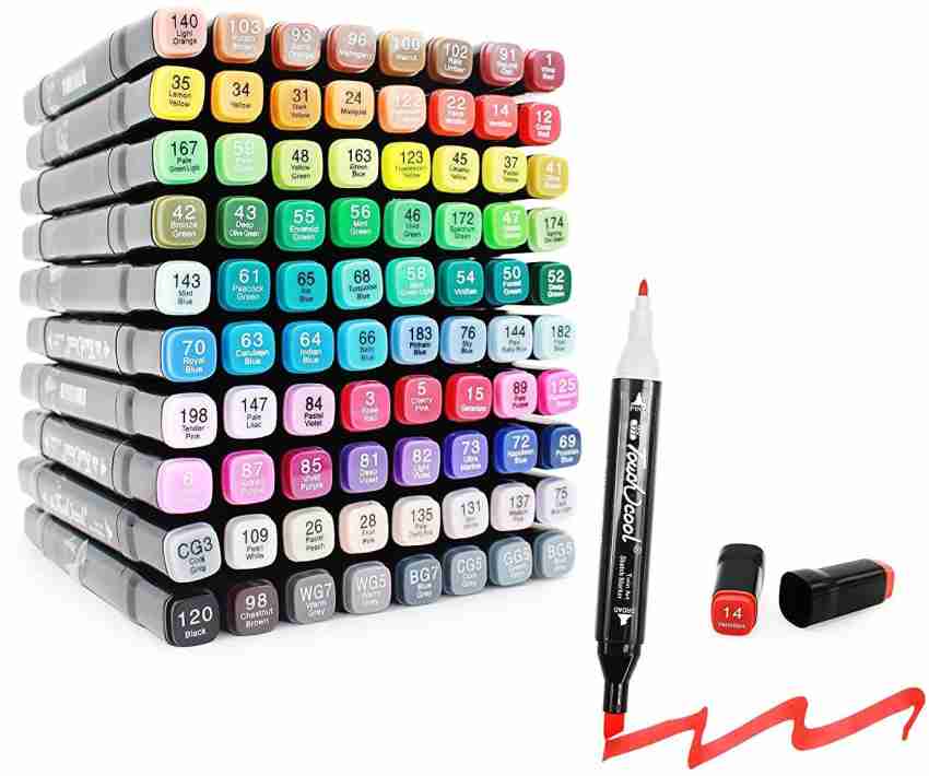 Touch Cool Alcohol Markers Professional Art Set 100-Double Ended Blendable  Alcohol Based Ink Colors