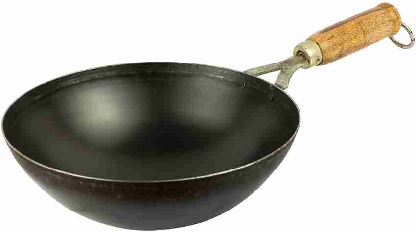 9 to 10 inch Indian Pure Iron Loha Kadhai Deep Frying Pan Kadhai For  Frying, Cooking by Marshal