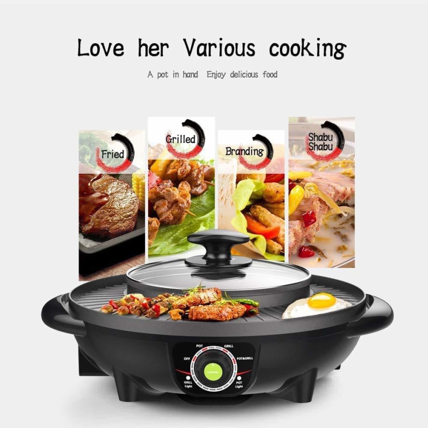 2-in-1 Circular Hotpot Grill Combo Smokeless BBQ Party Electric