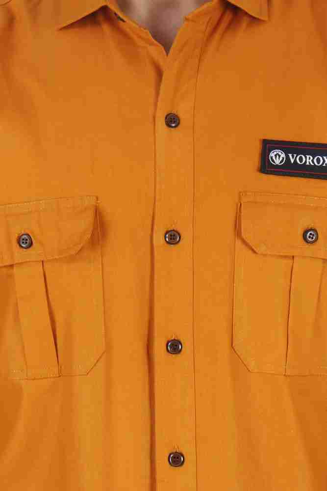 Voroxy Men Self Design Casual Orange Shirt - Buy Voroxy Men Self 