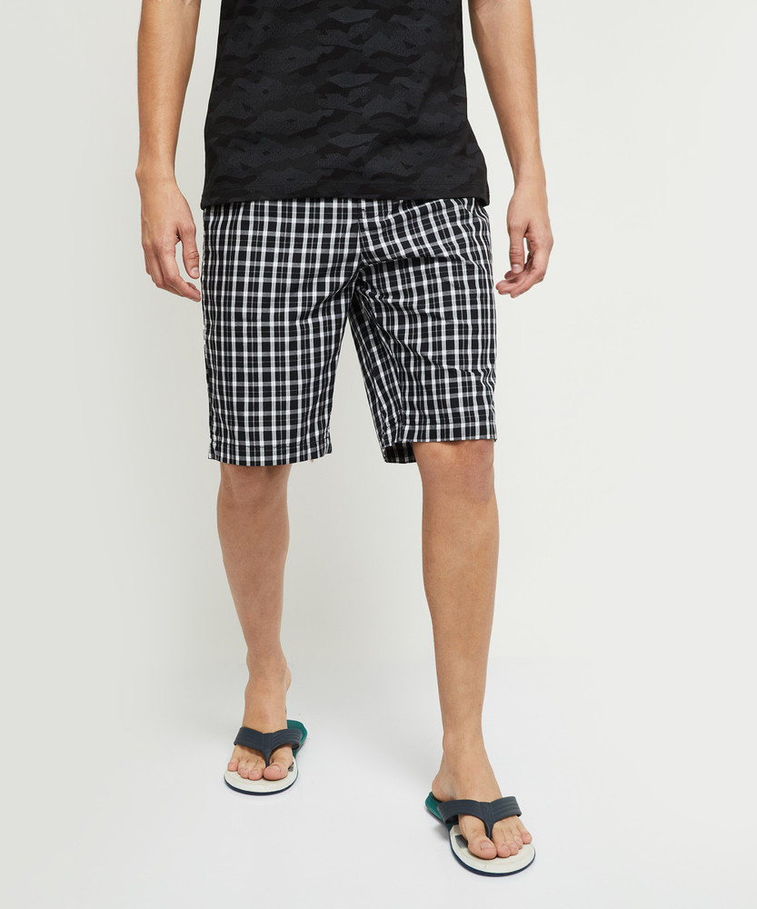MAX Checkered Men Black Regular Shorts Buy MAX Checkered Men