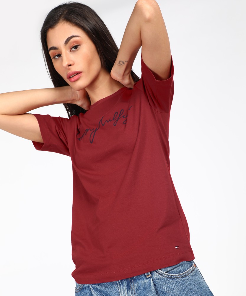 Red tommy hilfiger t shirt deals women's