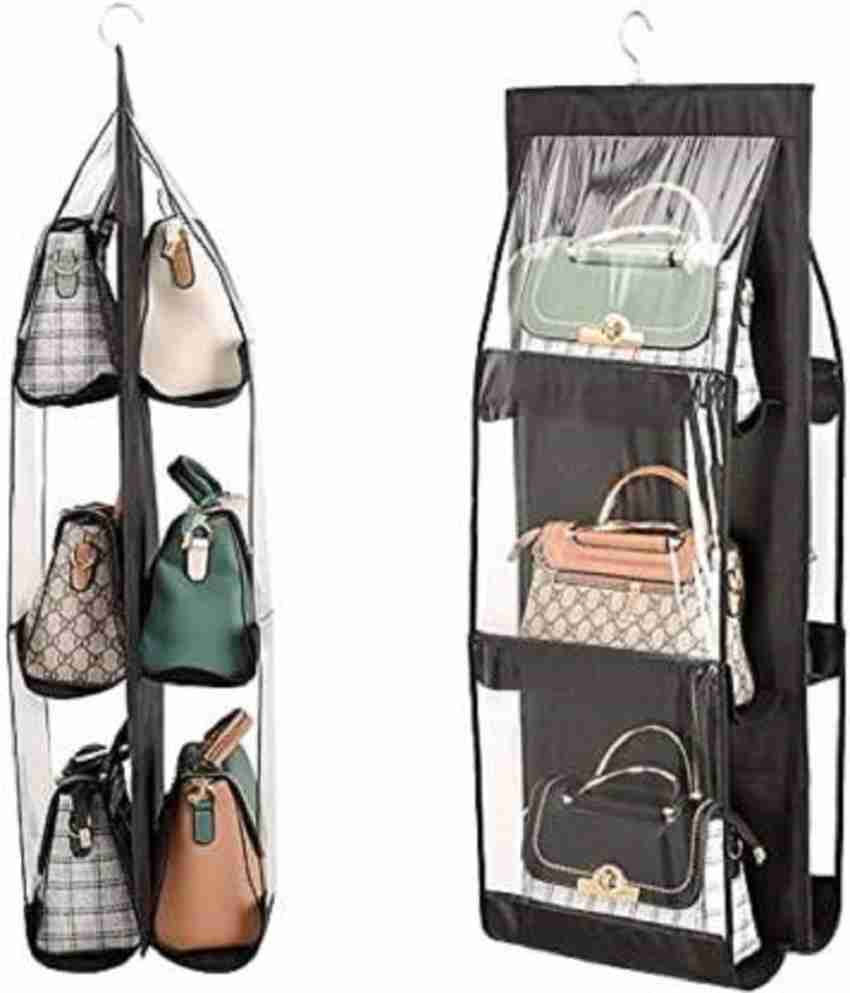House of Quirk Hanging Handbag Organizer Dust-Proof Storage Holder Bag  Wardrobe Closet for Purse Clutch with 6 Pockets (Multicolor)